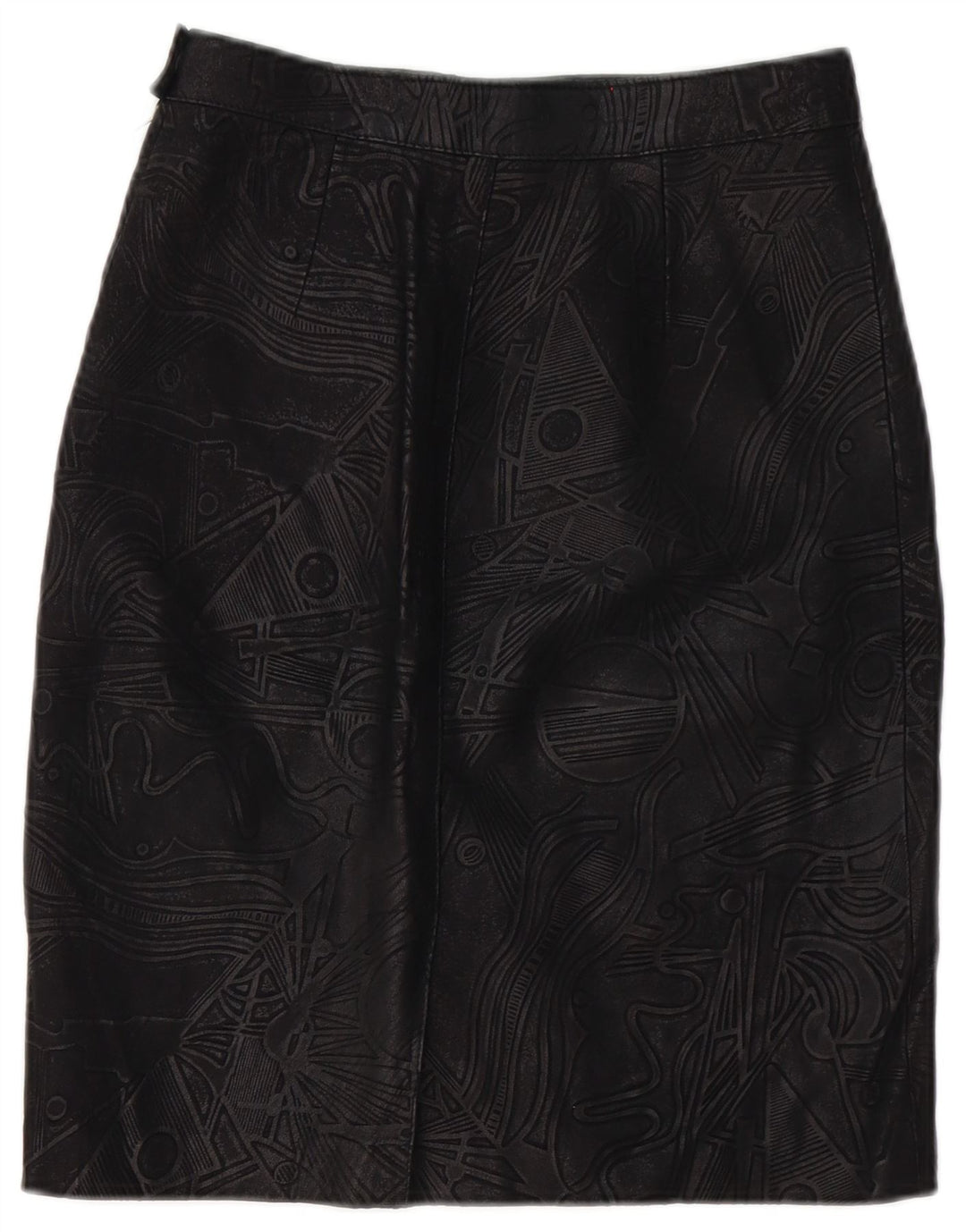 Vintage mujer falda de cuero W26 pequeño negro geométrico