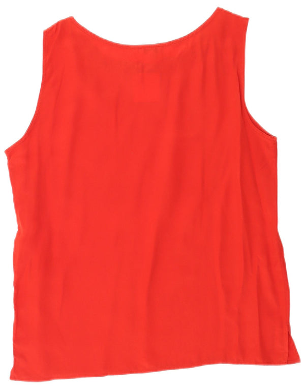 Vintage mujer blusa sin mangas Top Reino Unido 16 seda roja grande