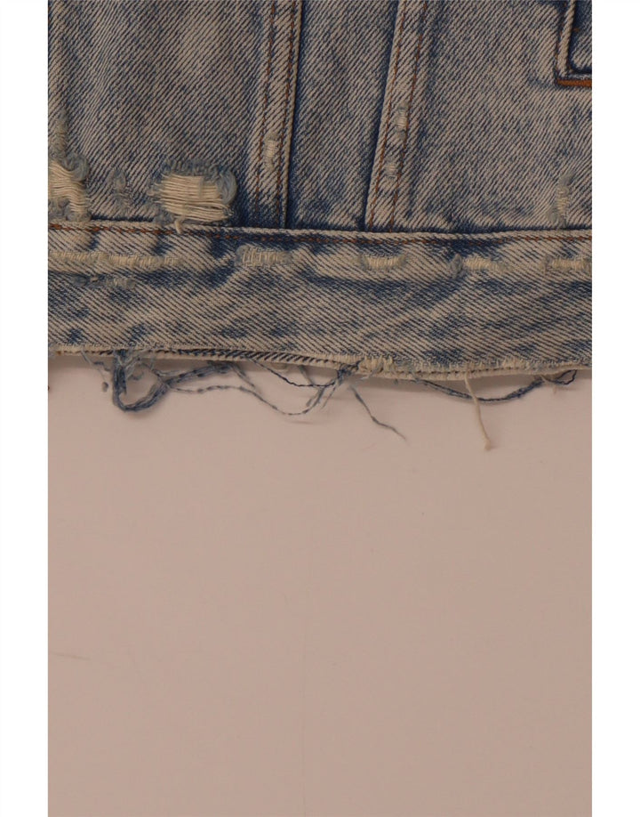 ZARA Hombre Chaqueta Vaquera Desgastada UK 38 Algodón Azul Medio