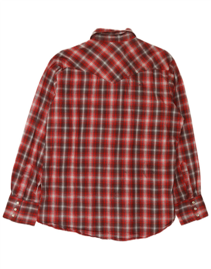 Wrangler Camisa de franela occidental para hombre Algodón a cuadros rojos grandes