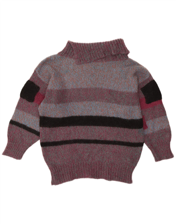 VINTAGE Mujer Roll Neck Jumper Suéter UK 18 XL Bloque de color púrpura