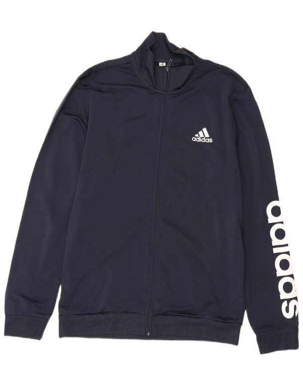 Adidas - Chaqueta de chándal gráfica para hombre, talla 40/42, talla mediana, azul marino