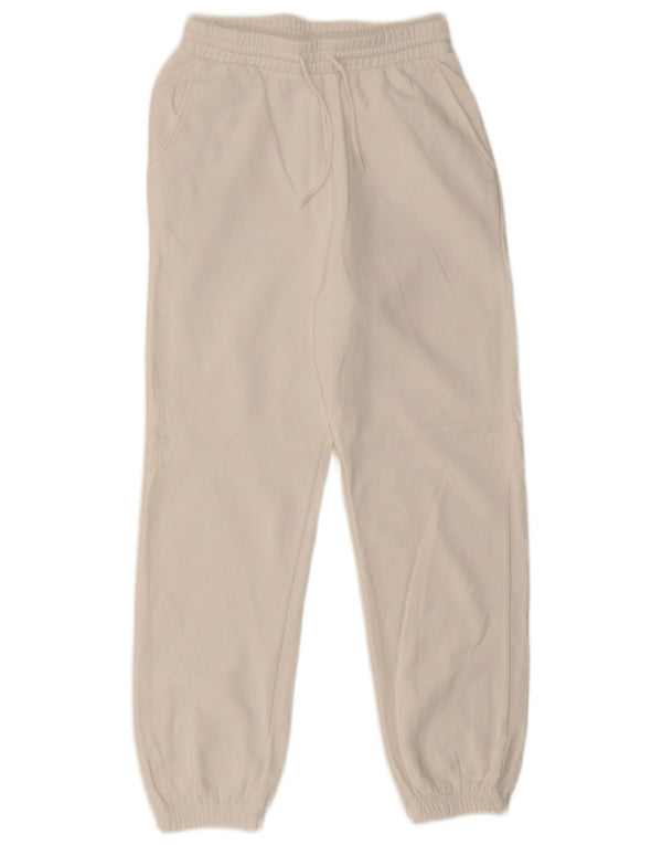 Zara Mujer Chándal Pantalones Joggers UK 10 Small Blanco Algodón