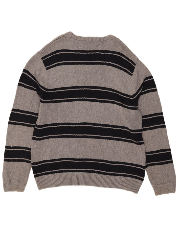 Chaps Hombre Cuello Redondo Jersey Jersey XL Gris Rayas Algodón