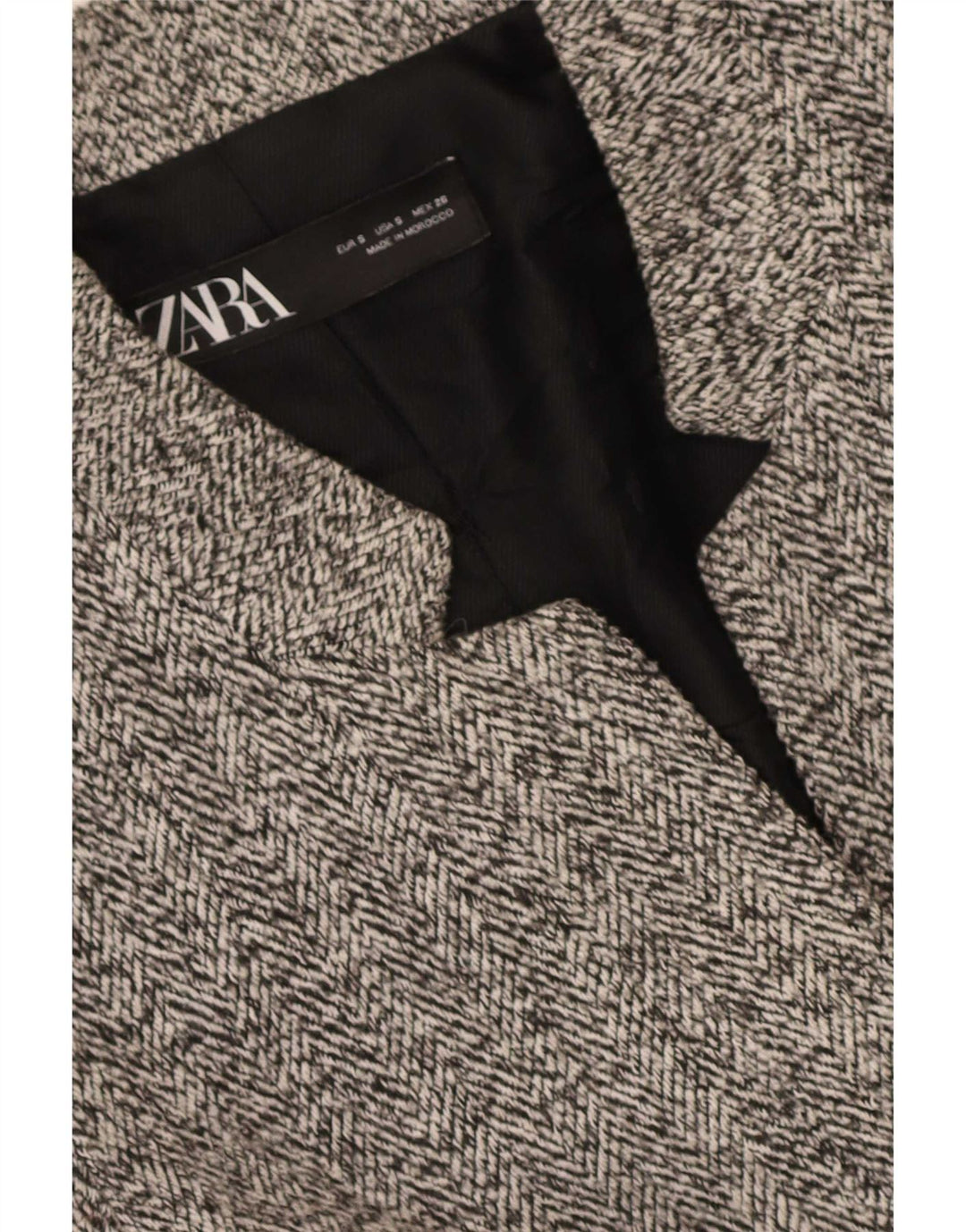Zara Mujer Abrigo Abierto UK 10 Small Grey Herringbone