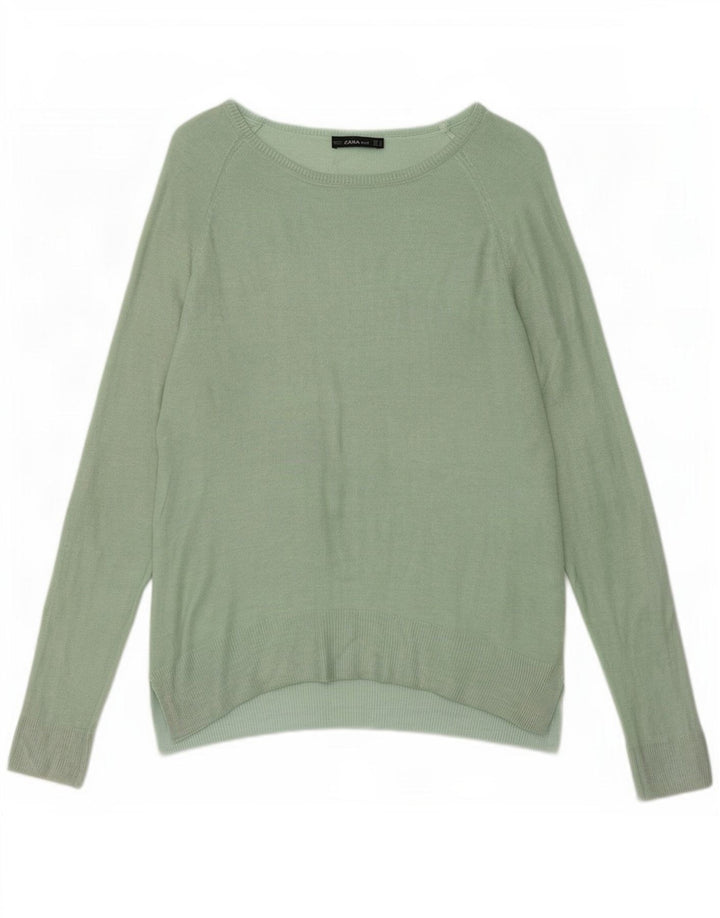 Zara - Jersey con cuello barco para mujer, talla 40, color verde medio