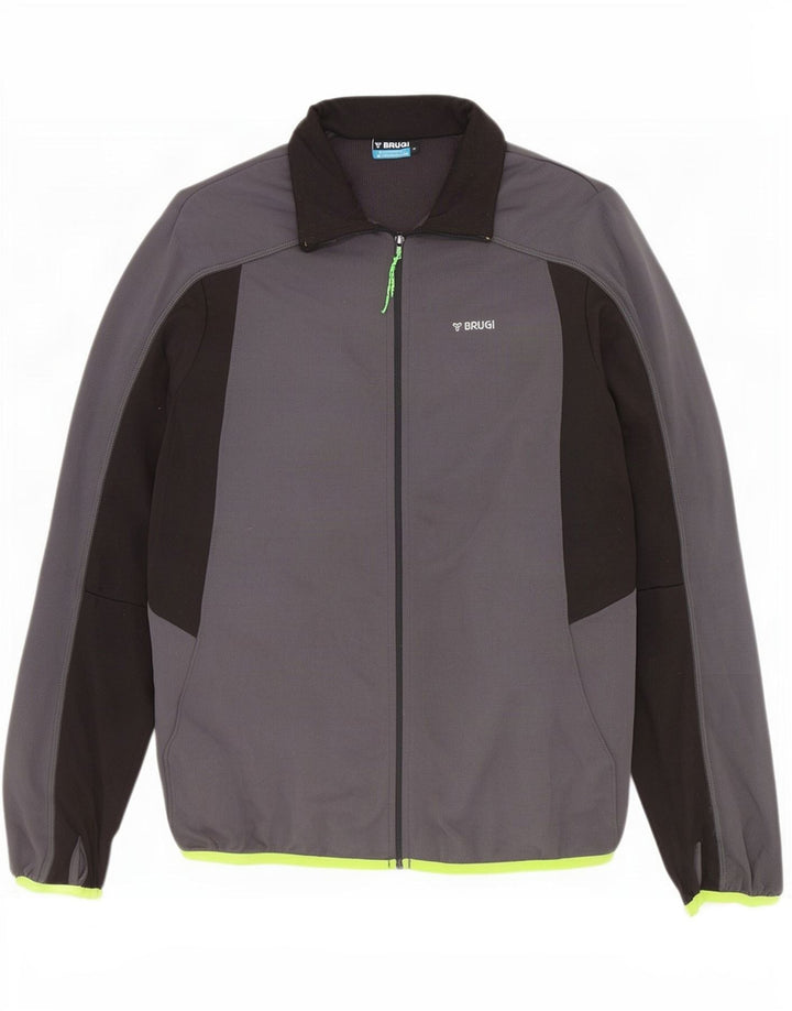 Brugi Hombre Chaqueta De Chándal Top Poliéster Color Block Gris Medio