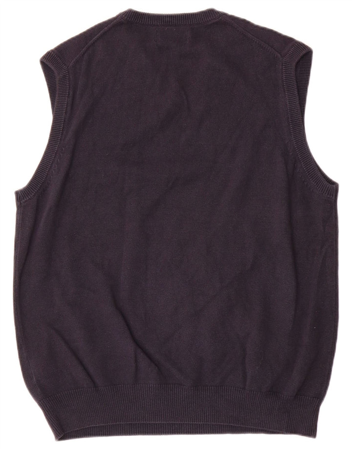 Marks & Spencer Camiseta sin mangas Blue Harbor para hombre, talla mediana, algodón azul marino