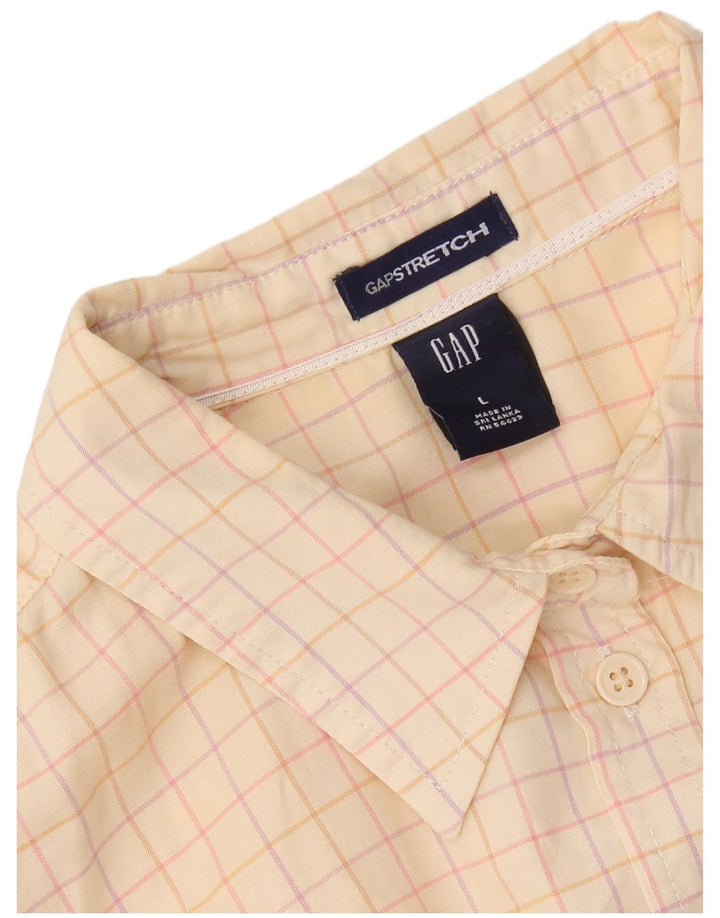 Camisa de manga 3/4 para mujer Gap UK 46 Large Beige Check