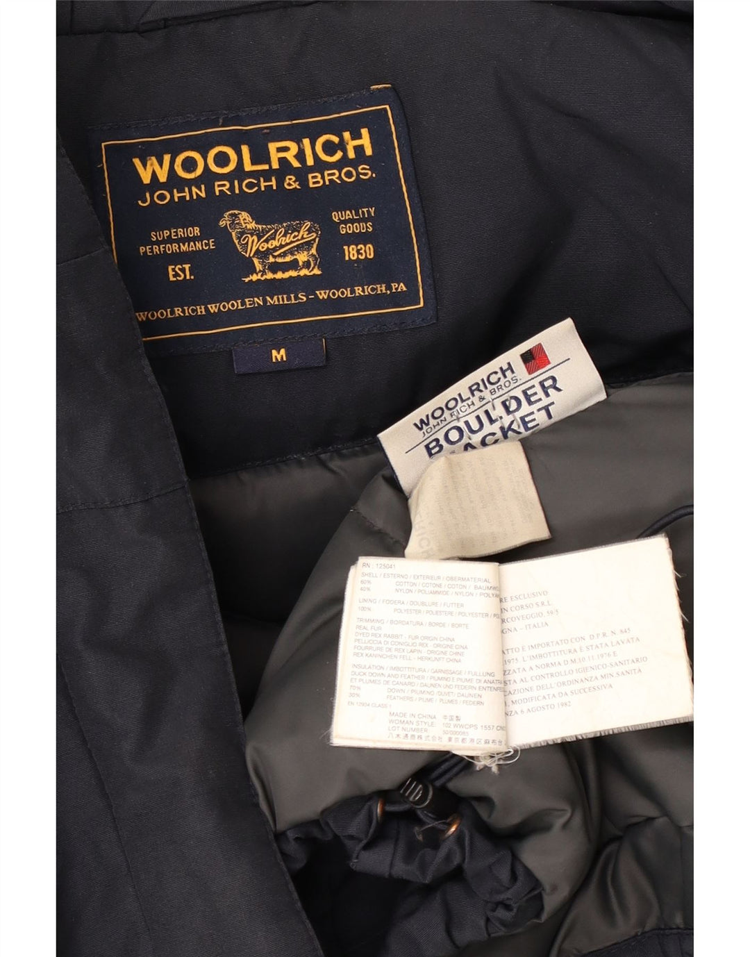 Woolrich Chaqueta acolchada con capucha para mujer UK 44 Algodón azul marino mediano