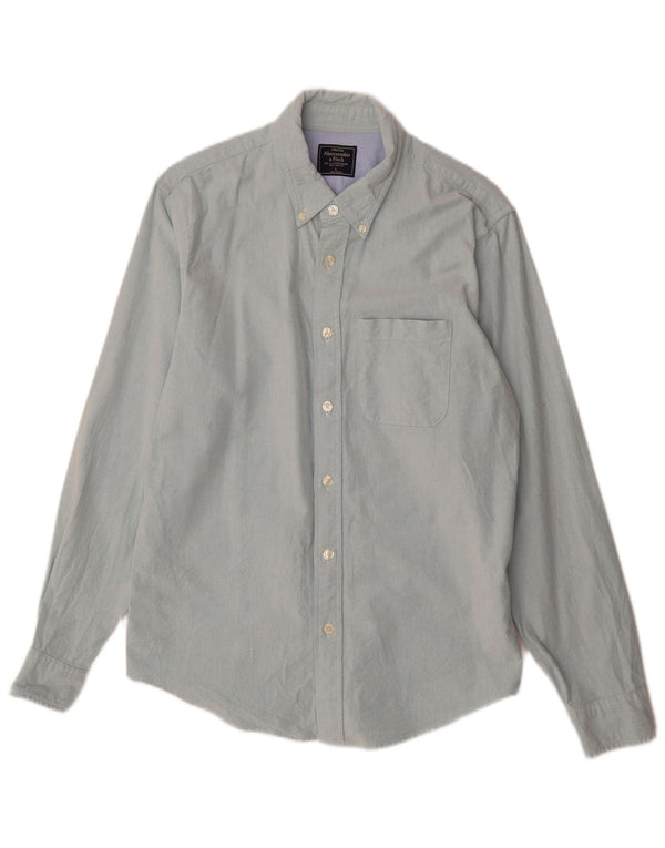 Abercrombie & Fitch Camisa elástica para hombre Algodón azul grande