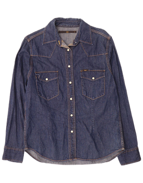 Camisa vaquera de corte regular y manga larga para mujer Lee UK 40 XL Algodón azul marino