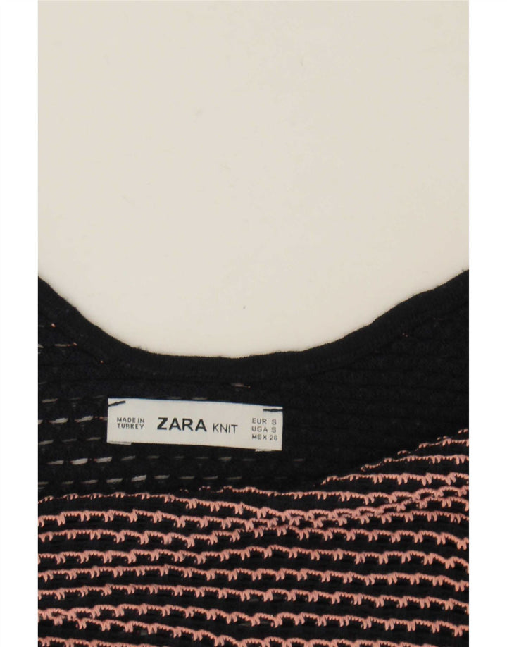 Zara Mujer Crop Cami Top UK 10 Small Azul Marino Rayas