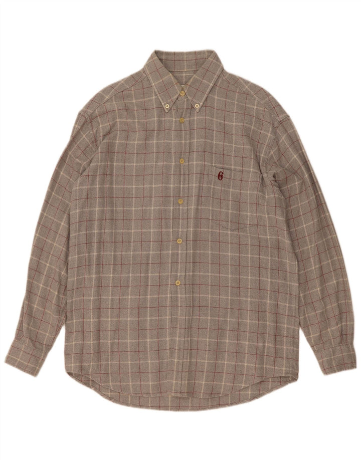 Camisa de franela para hombre Conte of Florence de algodón a cuadros gris medio