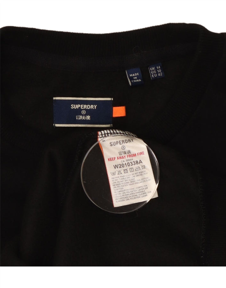 Superdry Sudadera Jumper para Mujer Reino Unido 44 Grande Algodón Negro