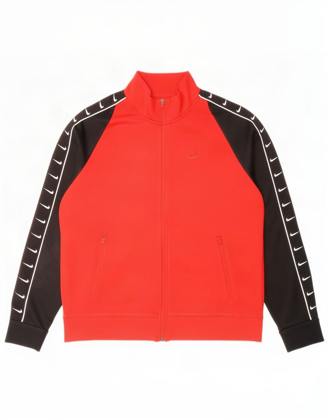 Chaqueta superior de chándal con gráfico Nike para hombre, poliéster con bloques de color rojo grande