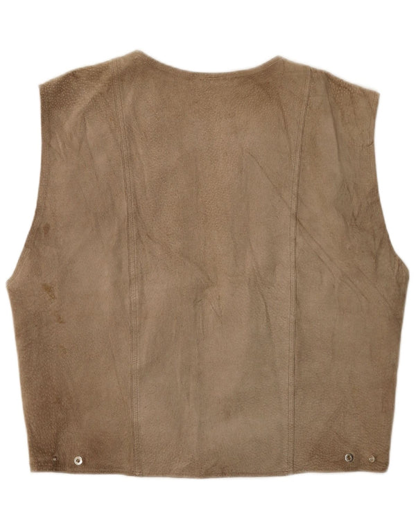 Chaleco vintage de ante para hombre beige medio