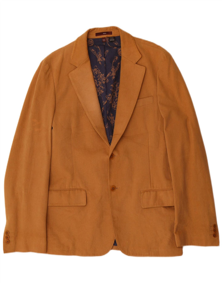 Zara Chaqueta tipo blazer de 2 botones para hombre EU 48 Algodón marrón medio