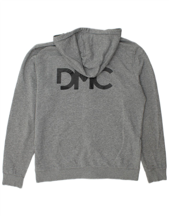 Puma Sudadera con capucha y cremallera gráfica para hombre de algodón gris medio