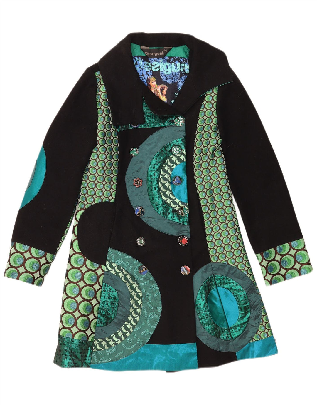 Abrigo Desigual Mujer Cruzado EU 40 Medium Multicolor