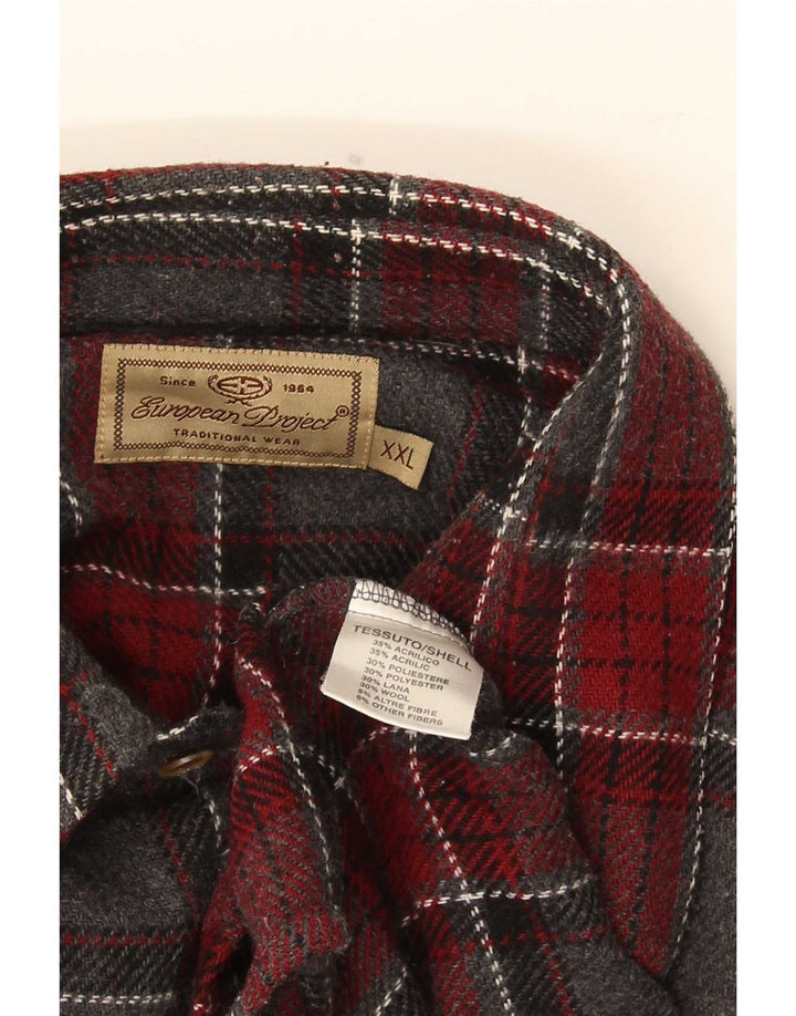 European Project Camisa de franela para hombre 2XL Gris Cuadros Acrílico