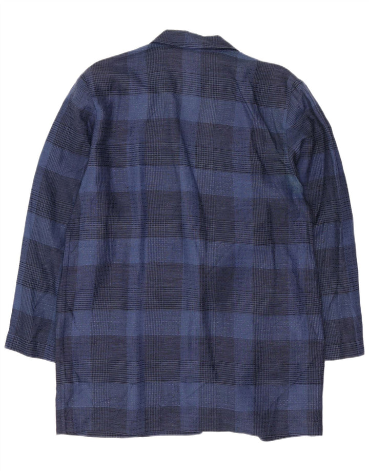 Carla Carini Chaqueta tipo blazer larga para mujer UK 44 Medium Navy Blue Check