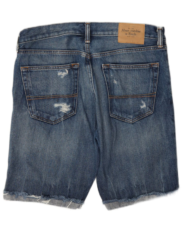 Abercrombie & Fitch Pantalones cortos de mezclilla desgastados para hombre W32 Algodón azul grande