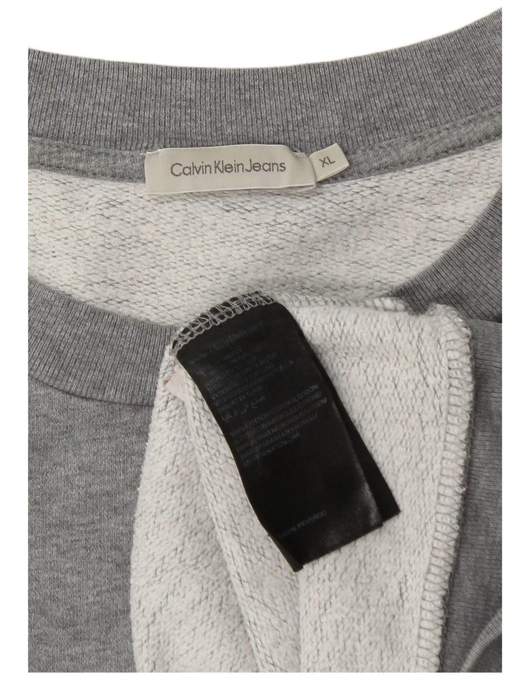 CALVIN KLEIN JEANS Sudadera gráfica para hombre Jumper XL Gris Algodón