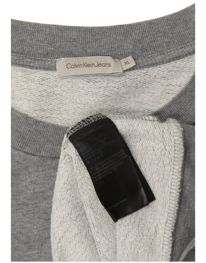 CALVIN KLEIN JEANS Sudadera gráfica para hombre Jumper XL Gris Algodón