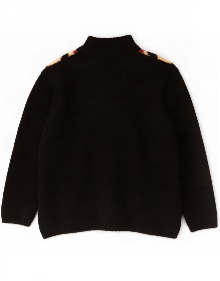 Nagpal Suéter tipo jersey con cuello y cremallera para hombre Small Black Argyle/Diamond