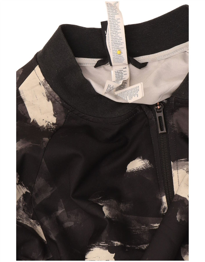 Adidas Mujer Patrón Abstracto Chándal Top Chaqueta Reino Unido 10 Pequeño Negro