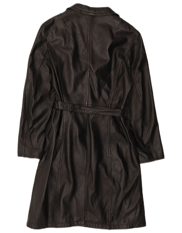 Lavorazione Artigiana Abrigo de cuero para mujer UK 42 Cuero negro mediano