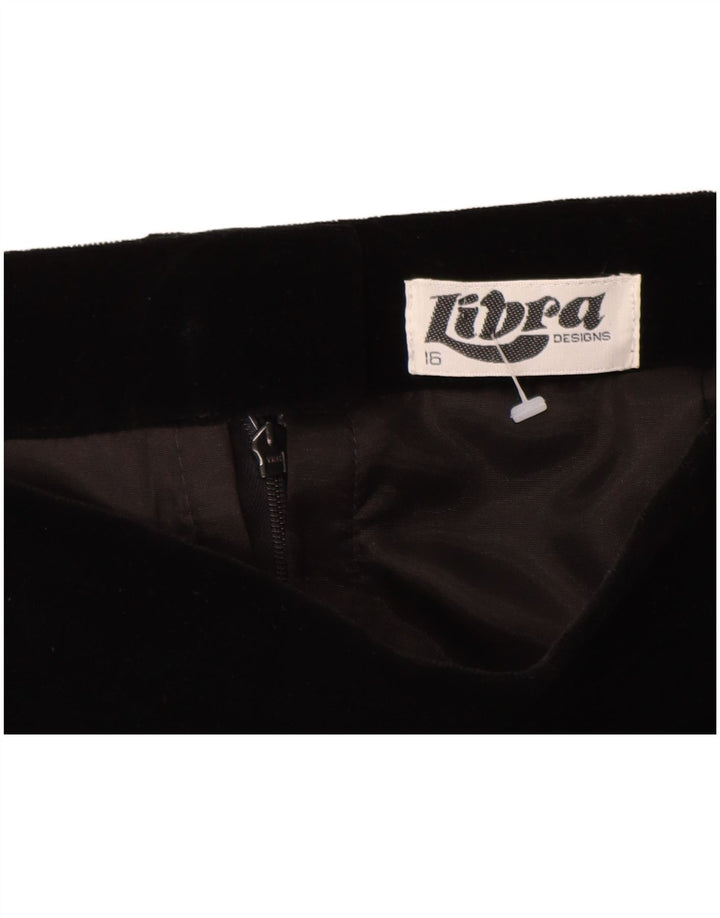 LIBRA Falda lápiz de terciopelo de cintura alta para mujer UK 46 Grande W28 Algodón negro
