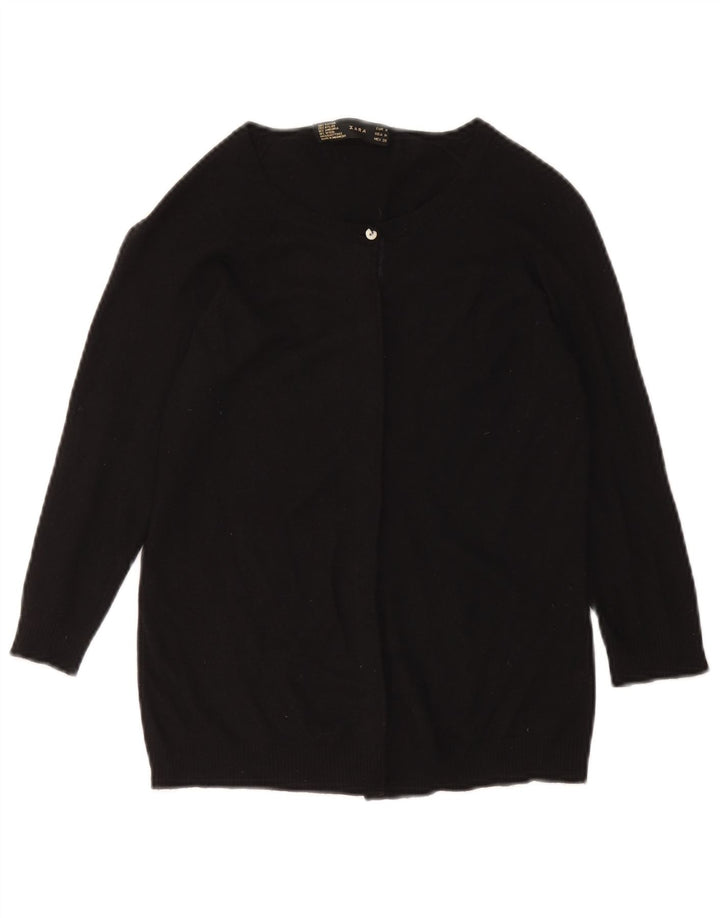Zara Mujer Cárdigan Suéter UK 12 Medium Rayón Negro