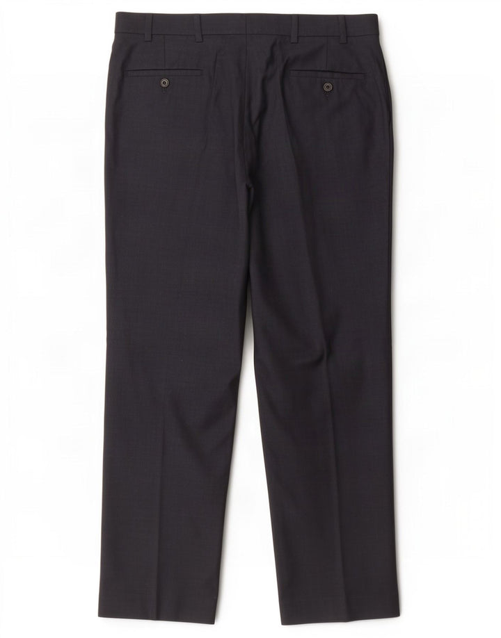 Marks & Spencer Pantalón de traje recto para hombre W38 L31 Lana azul marino