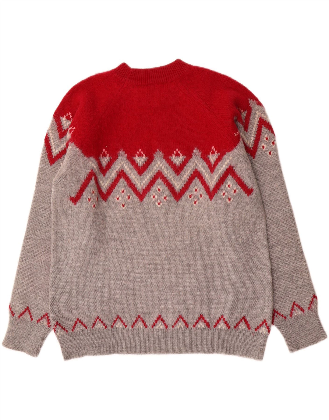 Vintage hombres cuello redondo jersey suéter medio multicolor Fair Isle