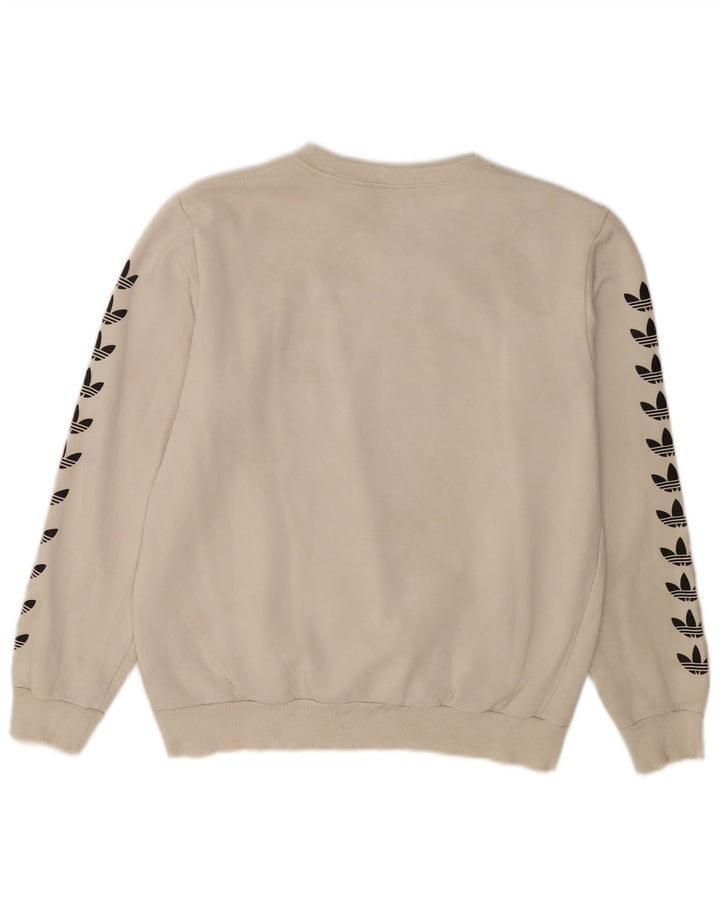 Adidas Sudadera gráfica para mujer Jumper UK 14 Medium Off White Cotton