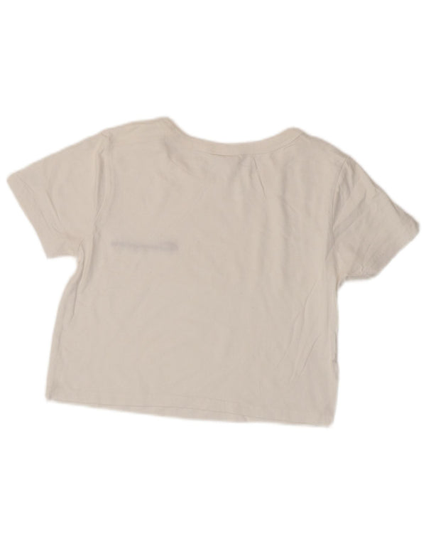 CHAMPION Camiseta extragrande Heritage Crop para mujer UK 6 XS Blanco