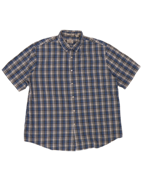 Dockers Camisa De Manga Corta De Corte Clásico Para Hombre XL Algodón A Cuadros Azul
