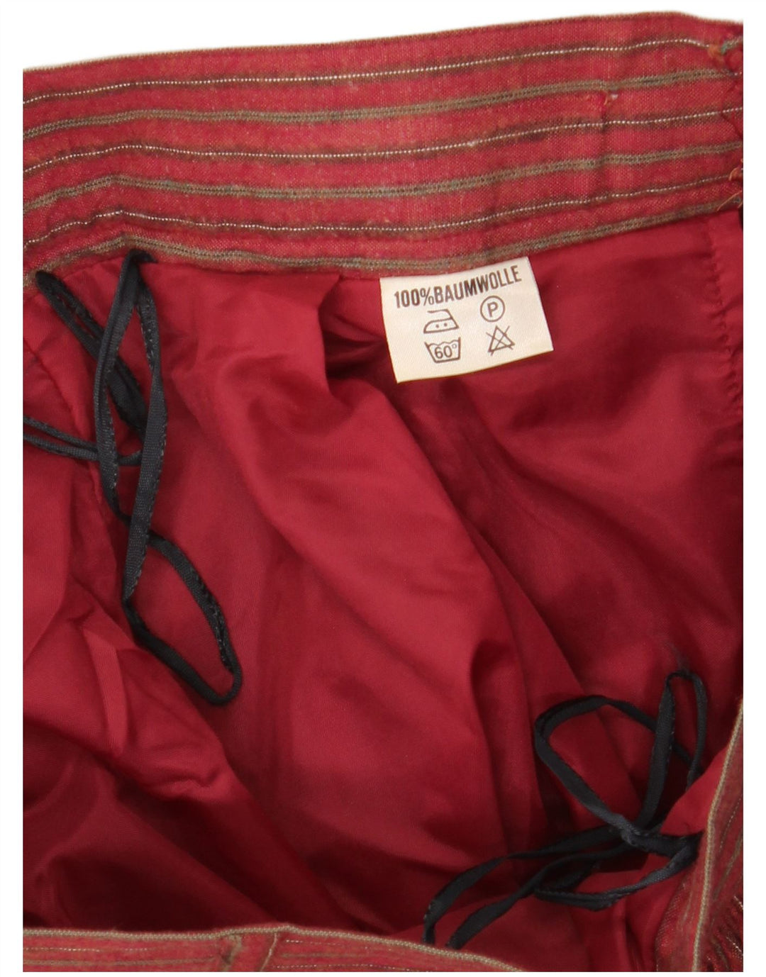 VINTAGE Falda de cintura alta para mujer W28 Algodón a rayas rojas medianas