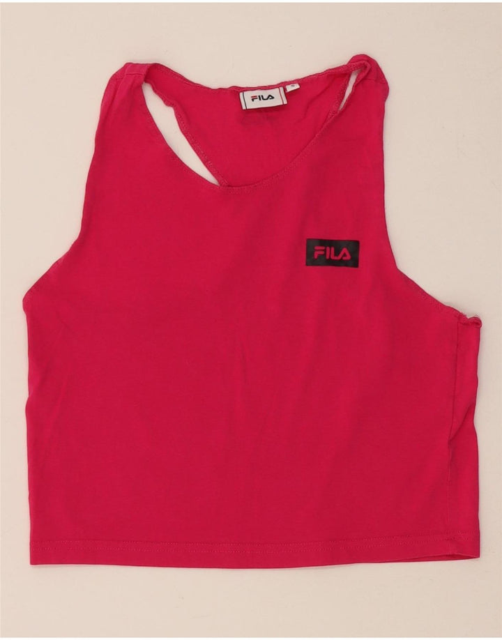 FILA Top corto sin mangas para mujer UK 8 Small Pink Cotton