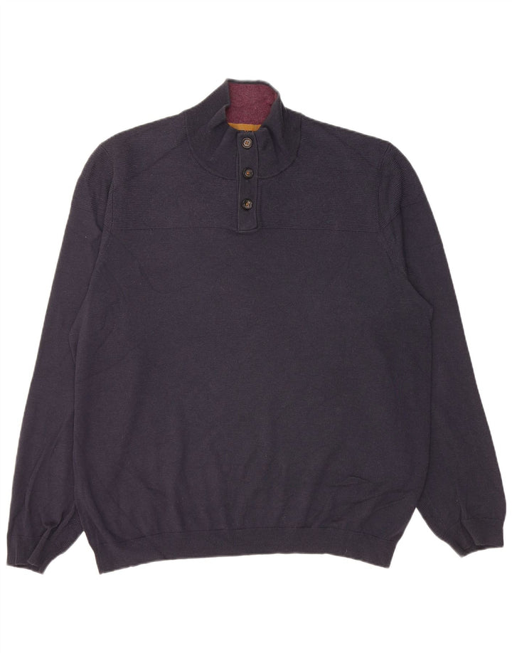 Ted Baker - Jersey para hombre con cuello y botones, talla 6, 2XL, lana azul marino
