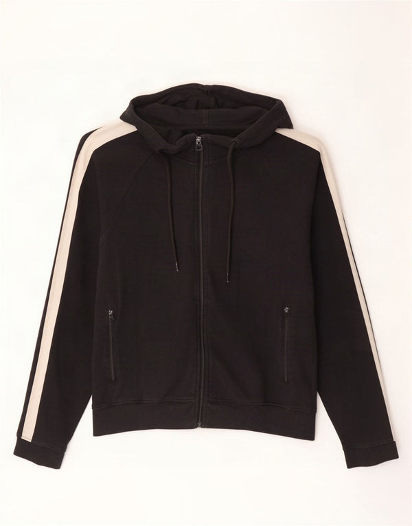 Zara Hombre Sudadera Con Capucha Y Cremallera Algodón Color Block Mediano Negro