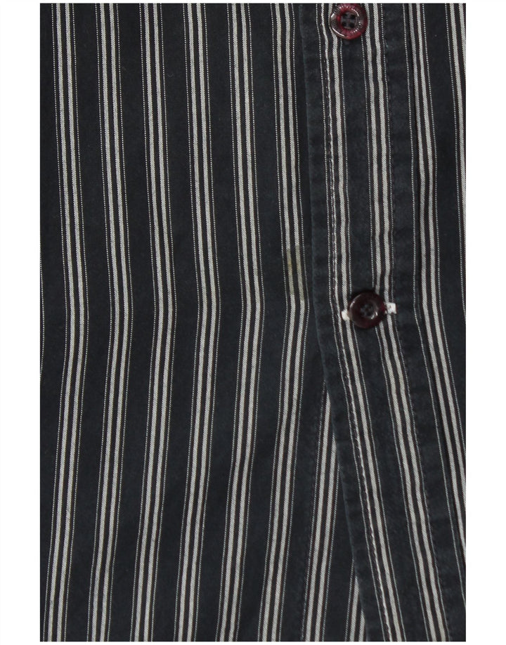 MUSTANG Camisa de hombre grande de algodón a rayas negras