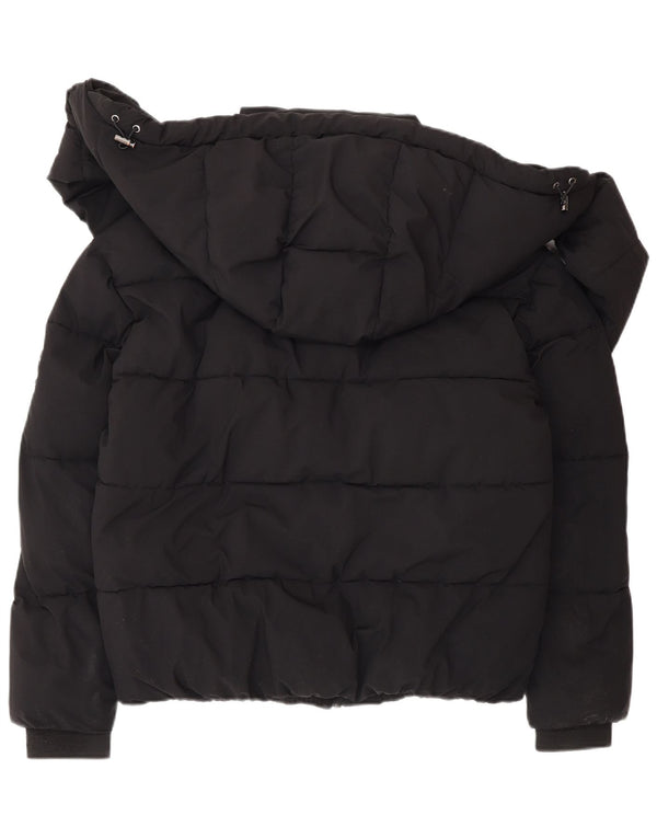 Dkny Chaqueta acolchada con capucha para mujer UK 6 XS Negro Poliéster Invierno