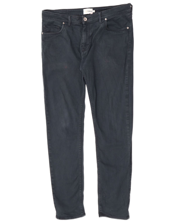 Farah Mens Slim Fit Pantalones Casuales W36 L32 Algodón Azul Marino