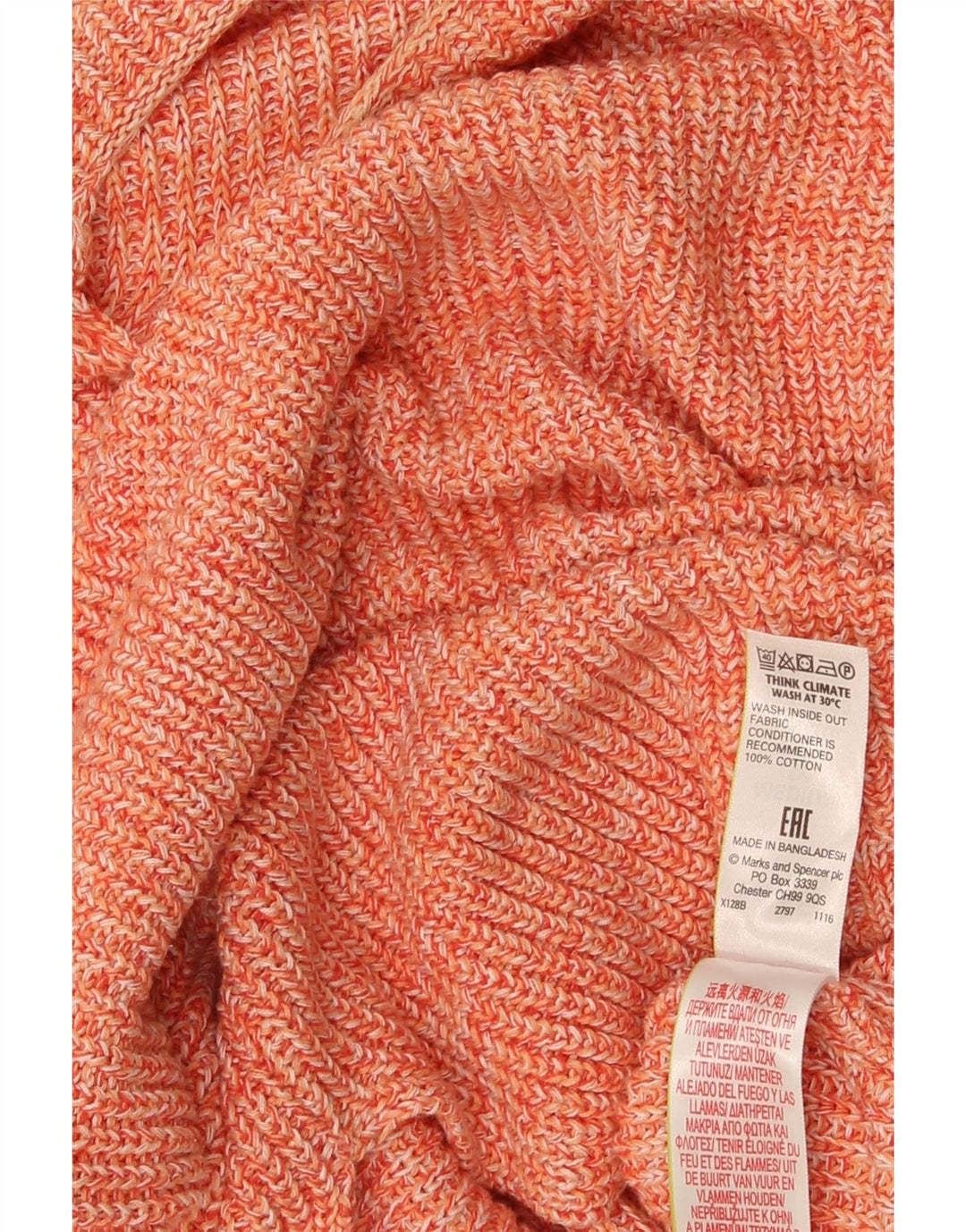 Marks & Spencer Suéter tipo jersey con cuello barco para mujer, Reino Unido 44, mediano, moteado en naranja