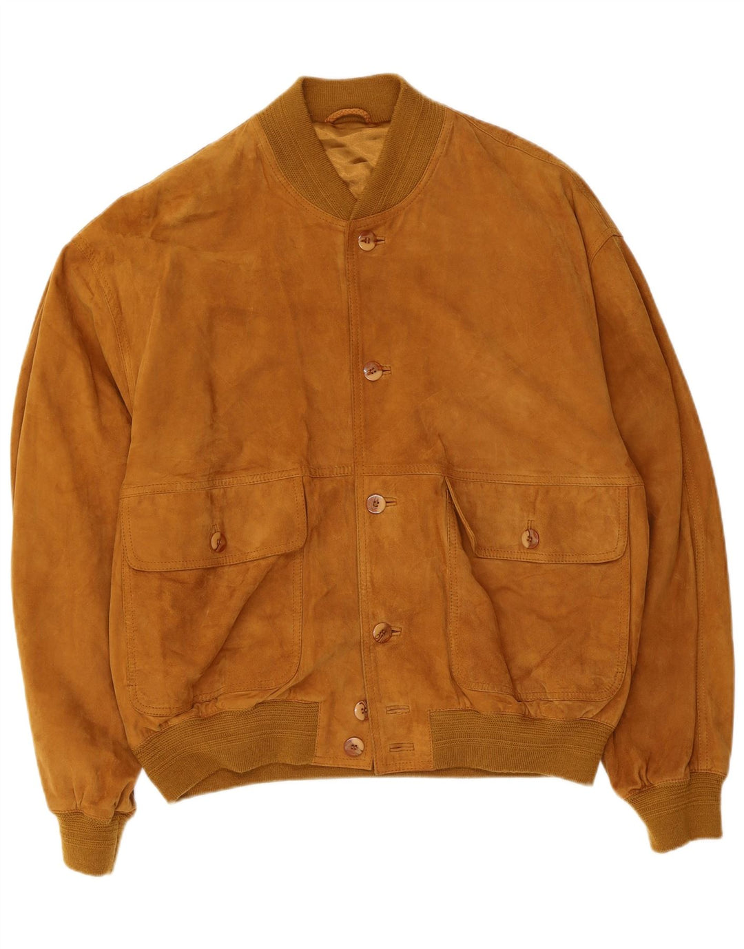 Vintage hombres ante bomber chaqueta Reino Unido 40 cuero marrón grande
