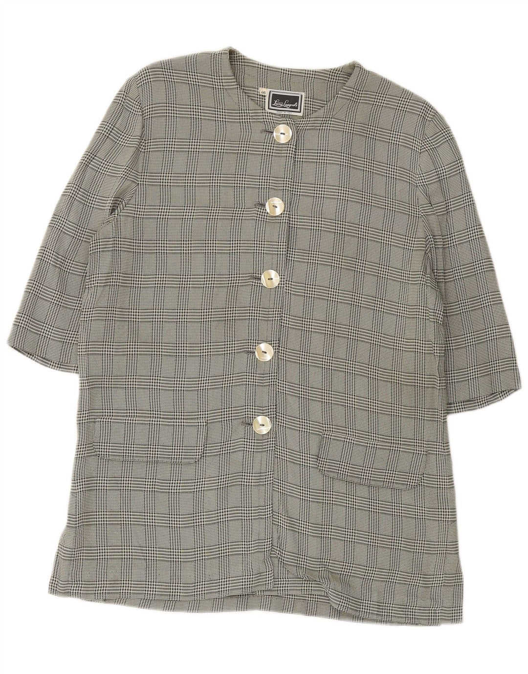 LUISA SPAGNOLI Chaqueta blazer de manga 3/4 para mujer IT 46 Large Green Check