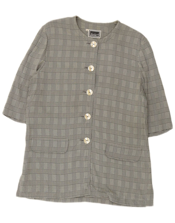 LUISA SPAGNOLI Chaqueta blazer de manga 3/4 para mujer IT 46 Large Green Check